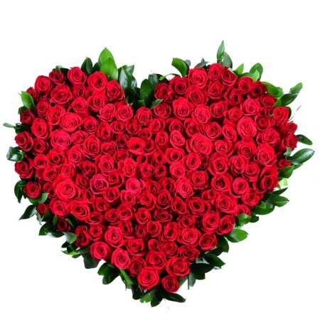Сердце из 101 розы Сердце из 101 розы<br>Ингредиенты: Роза (60 см) 101 шт, Салал, Оазис 1 шт;