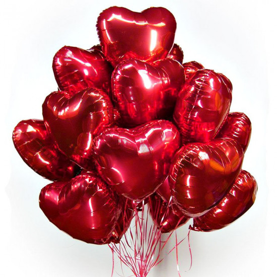 Подарки Воздушные шары 15 фольгированных сердец