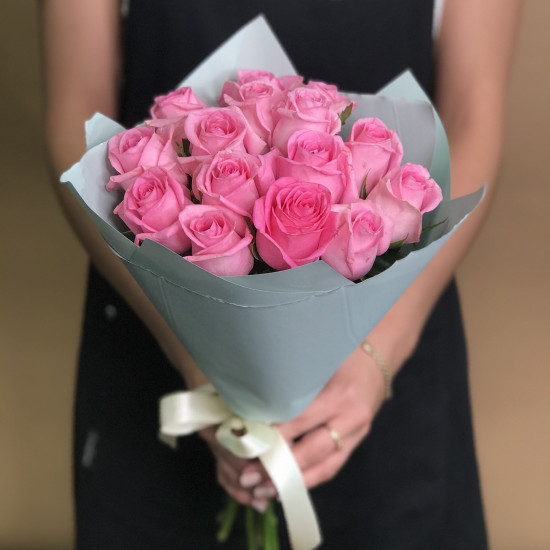 Розы Букет из 15 розовых роз (50 см)