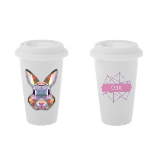 Подарки Стакан для кофе керамический Кролик