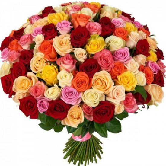 Розы Букет из 201 розы яркий микс (60 см)