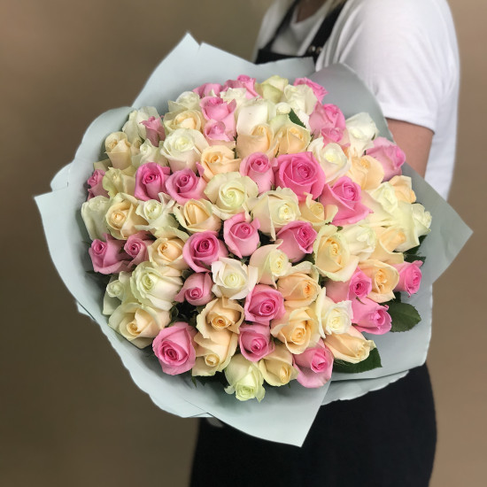 Розы Букет из роз нежный микс 75 шт. (40 см)