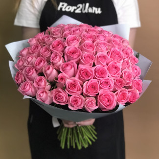 Букет из 61 розовой розы 40 см