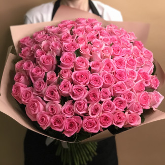 Букет из 101 розовой розы (70 см)