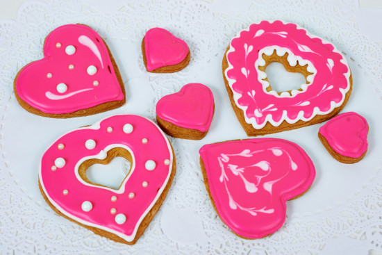 Кондитерские изделия Набор печенье расписное "Сердце розовое"