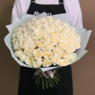 Букет из 75 белых роз (60 см)