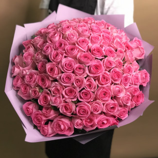 Букет из 101 розовой розы (50 см)