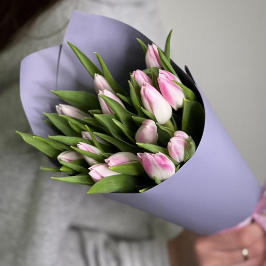 Тюльпаны Букет из 15 розовых тюльпанов