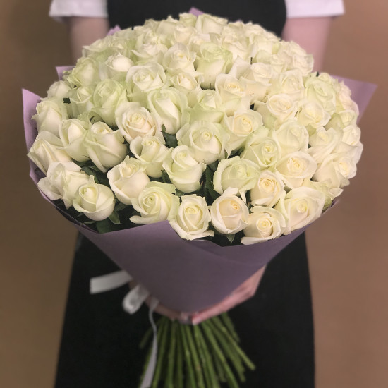 Розы Букет из 61 белой розы (60 см)