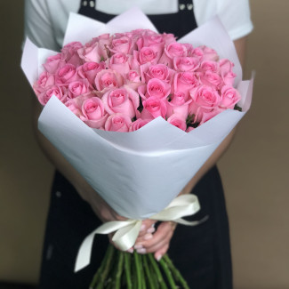 45 розовых роз 60 см