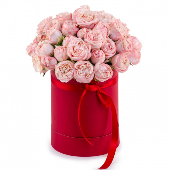 Цветы в коробке Пионовидные розы в коробке