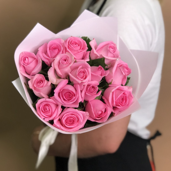 Розы Букет из 15 розовых роз (70 см)