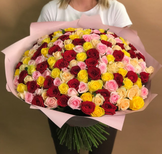 Букет из 151 розы яркий микс 60 см