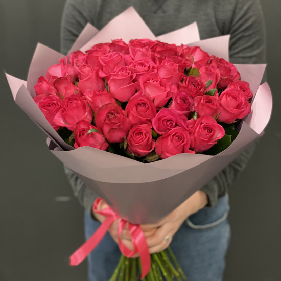 Розы Букет из 41 малиновой розы (70 см)